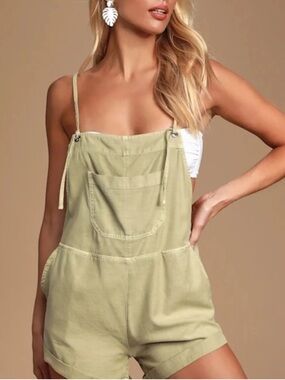Billabong Olive Green Short Overalls Romper
